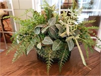 Faux Furn Arrangement in Wire and Moss Basket