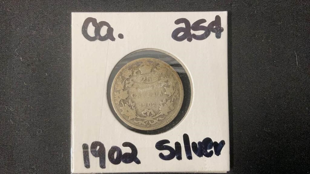 1902 25 Cent Silver Coin