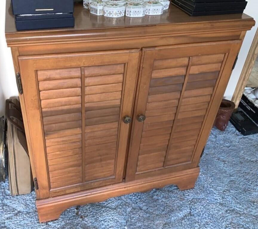 1960-70's Maple 2 Door Shutter Look Console