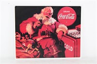 Vintage Coca-Cola Christmas Santa Sign 12"x15"