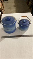 Vintage blue and white biscuits canister, vintage