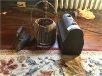 Lunchbox, Flat Iron, and Woven Basket