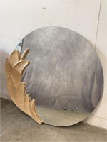 Round Mirror with Leaf Design