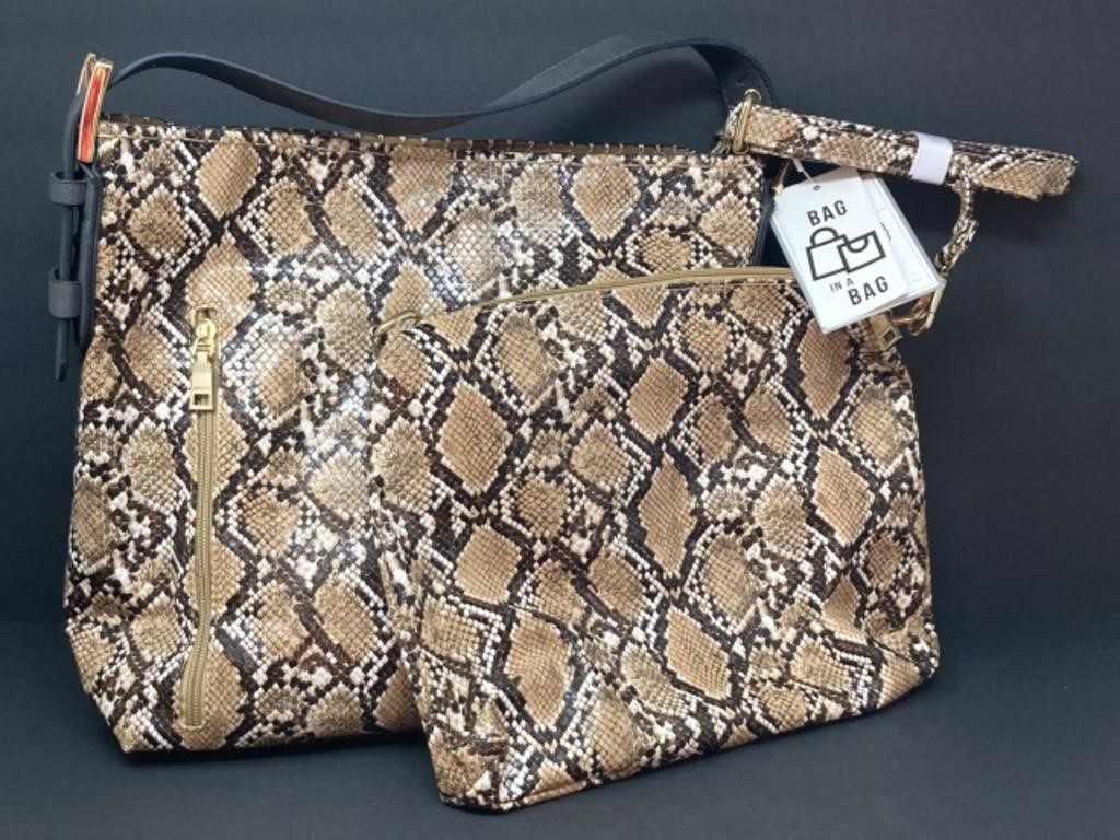 Snakeskin Style Patterned “Bag in a Bag" Purses