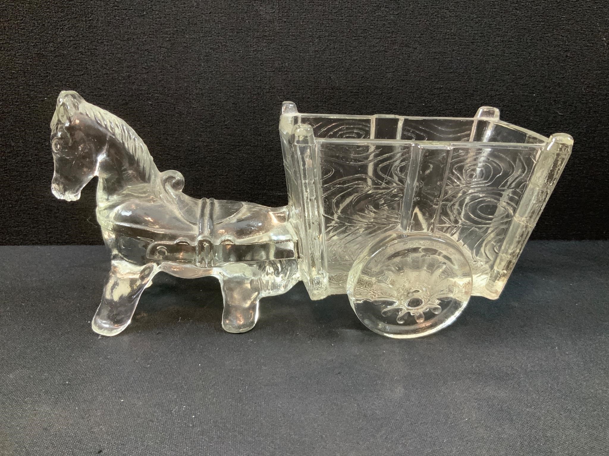 Glass Donkey with Cart