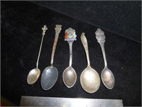 5pc Antique Sterling Silver Collector Spoons