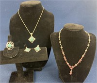 (2) Costume Jewelry necklaces, one has matching