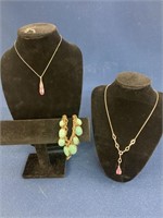 (3) Costume Jewelry Necklaces, one has matching