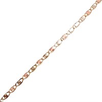 Tri-Color Fancy Link Necklace 10k Gold 20"