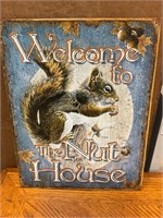 16” x 12.5” metal welcome to the nut house