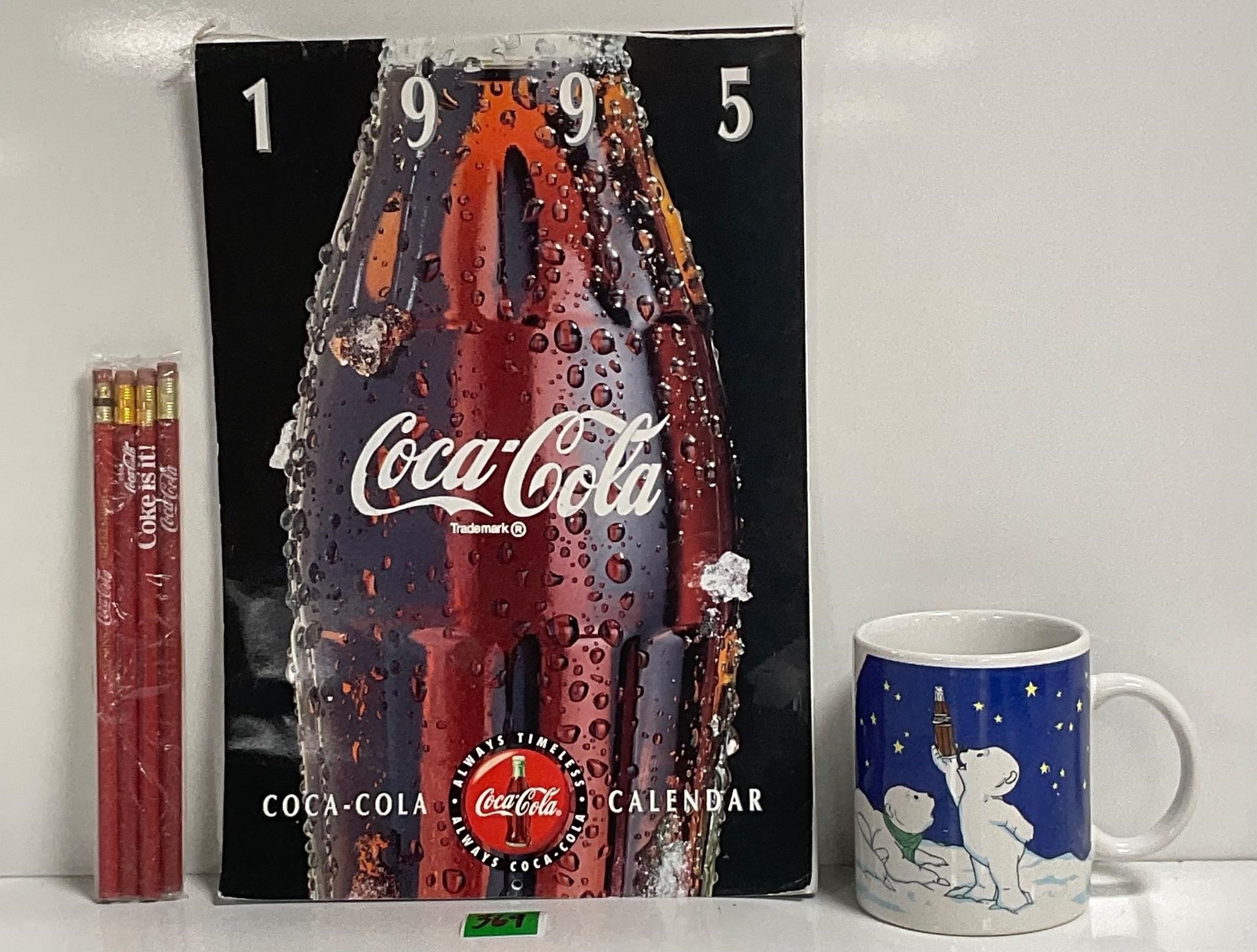 Vtg Coca Cola Set of 4 Diff Pencils Calendar Mug