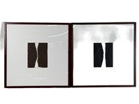 PAIR OF FRAMED MODERNIST ABSTRACT PRINTS