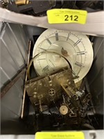 BIN OF MISC CLOCK PARTS