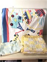 Lot of Vintage Baby Blanket Patchwork Quilt