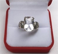 Beautiful Sterling White Sapphire Dinner Ring.
