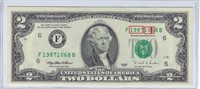 US$2 FRN  Fancy SN Birthday 1987.10.6 6F XF.FN57