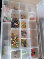 plastic tackle box with tackle