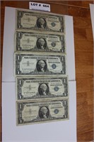 5-Silver Certificate One Dollar Notes