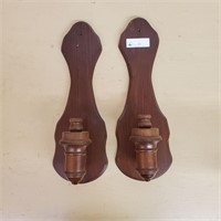 Pair of Wall Mount Wood Candle Holders