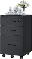 Panana 3 Drawer Wood Mobile File Cabinet, Under