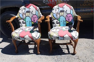 Funky Walnut Upholstered Chairs