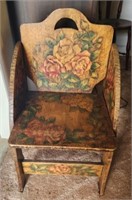 Antique wooden Pyrography chair