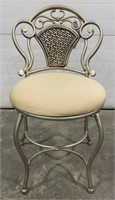 (J) Silver Decorative Chair With Light Tan Padded