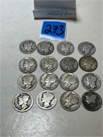16 Mercury Dimes 90% silver / see pic 4 dates