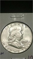 1963D US Silver Half Dollar Coin Ben Franklin