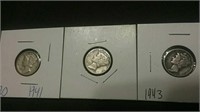 1941,42,43 Wartime Silver US Dimes