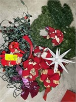 GROUP OF MISC CHRISTMAS DECORATIONS GARLAND LIGHTS