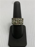 Sterling & rhinestone ring size 7.5 - 10.40 g