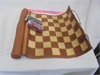 Stitched leather roll up checker set