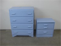 Blue Painted Dresser & Nightstand
