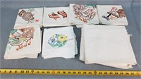 6- Painted Tea Towels & 5 Unfinished Ones
