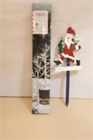 Canvas Holiday Birch Tree & Wooden Santa Claus