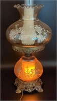 1971 L&L WMC Glass Globe Floral Hurricane Lamp