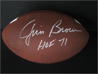 Jim Brown signed brown football COA