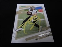 Drew Brees signed football card COA