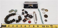 Vintage Buttons, Jewelry, & Binoculars