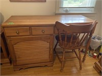 Roxton maple desk with chair contents not