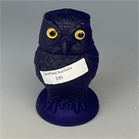 Summitt Blue Satin Owl Paperweight