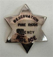 STERLING SILVER RESERVATION POLICE BADGE