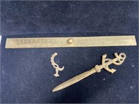 Brass ruler & letter opener