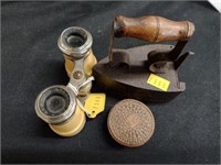 Woven Trinket Box, Flat Iron, Binoculars