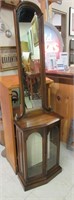 Tall Hall Mirror with Lower Glass Shelving Unit