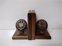 Texas A&M University Brass and Wood Bookends