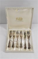 6pc Rodd Silver Plated Dessert Forks w Case