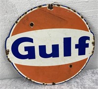 Round Enamel "GULF" Advertising Sign