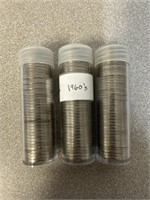 Mixed 1960s nickels, 3 tubes of nickels